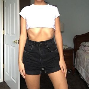 Zara black denim high waisted shorts